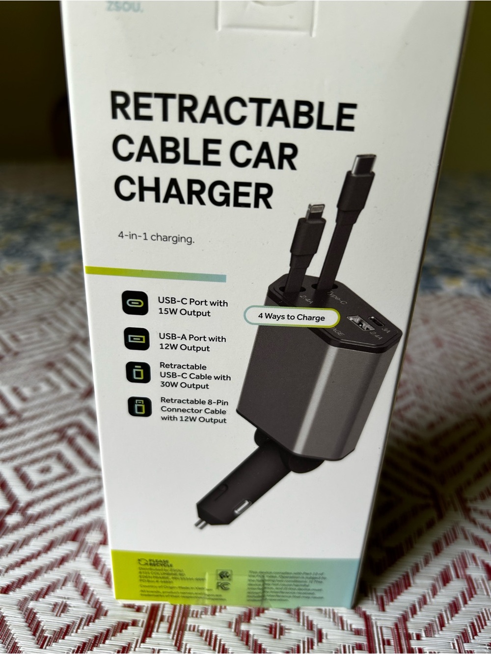 4-1 Retractable Cable Car Charger With Dual Ports - Picture 8 of 8
